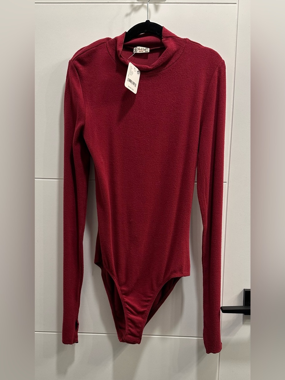 Free People Super Soft Turtleneck Bodysuit True Love Red Size Small NWT